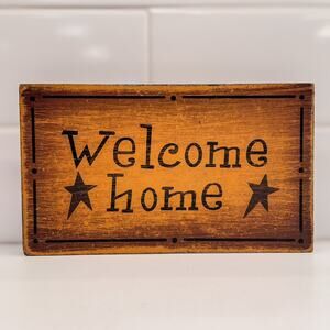 Vintage Rustic Country Farmhouse “Welcome Home” Wood Tabletop Decor Sign-5” x 7”